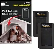 KLC Odor Eliminator for Pet Home | Charcoal Stick-On Tag | 2-Pack | Deodorizer for Litter Box, Dog Crate | Cat Litter Area Air Freshener | Charcoal Odor Absorber for Dog & Cat Home