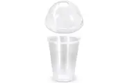 500 X Drinking Cups Clear Pp With Clear Dome Lid 15Oz / 425Ml