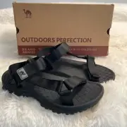 Camel Mens Sport Sandals Black Ankle Strap Adjustable Hook And Loop 8.5 Black