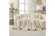 Dreamaker Chunky Embossed Fleece Heated Throw Natural - 180 x 200cm
