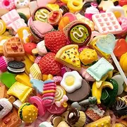 Slime Charms Food Cute Set - Mixed Lot Assorted Food Resin Flatback Cute Sets for DIY Crafts Making,Decorations,Scrapbooking,Embellishments,Hair Clip 80pcs