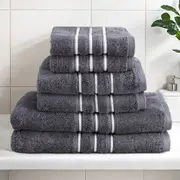 141 x 70cm Bath Towels Set Cotton Towel 6 Pack Grey