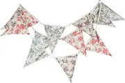 Bunting Flags 10+ Colours Bigger 12 Flags Print Fabric Banners Wedding Bunting Party Birthday Country Garden Garland Home Decoration Bunting (Size : Flower No91)