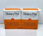 2-Pack Honey Pot 100% Organically Grown Cotton Duo Tampons Regular Crushed Box