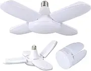 Luminsco LED Garage Light Bulb, 60W Deformable Garage Ceiling Lights with 4 Adjustable Panels, 7000LM 6500K LED Shop Light LED Bulb Light E27/E26 Garage Lighting Fixture for Garage,Indoor, Attic Light