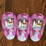 3 Pack Women's BIC Soleil Twilight Triple Blade Disposable Razor 4 Racers in ea