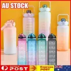 2L Water Bottle Motivational Drink Flask With Time Markings BPA Free Sport Gym D