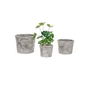 3pc A.FRESCO Terracotta Outdoor Clay Plant Pot Container Set Garden Decor Grey