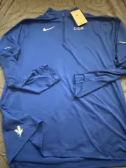 NIKE USA OLYMPIC NATIONAL TEAM R. BLUE ELEMENT ZIP. L/S SHIRT SIZE L MEN $85.00