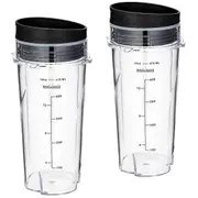 16oz Replacement Cups For Ninja Qb3001ss Fit Compact Personal Blender, With Lids- 2 Pack Transparent Black