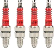 PowerMotor A7TC Spark Plug 3 Electrode GY6 Spark Plug Fit Replacement for 50cc 70cc 90cc 110cc 125cc 150cc Engines Horizontal(4psc)