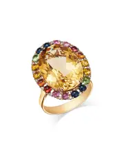 Bloomingdale's Fine Collection Multi Gemstone & Diamond Oval Statement Ring in 14K Yellow Gold