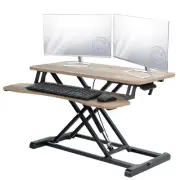 VIVO Reclaimed Wood Standing Desk Monitor Riser 32" Sit Stand Tabletop