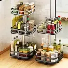 Kitchen Rotating Storage Spice Rack Organiser Round Bathroom Pantry Shelf Holder