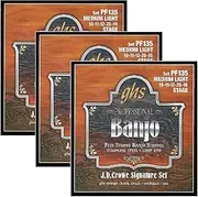 GHS Strings PF135 J.D. Crowe Signature Series (Stage), 5-String Stainless Steel Banjo Strings, Medium Light (10-20), Pack of 3