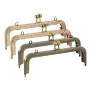 Metal Purse Frames, 7.9" 4Pcs Kiss Lock Clasp Frame for Coin Purse, Gold/Bronze