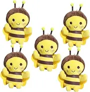 HOODANCOS 5pcs Adorable Plush Bee Keychains Cute Cartoon Bee Pendant Bag Charm Soft Stuffed Animal Doll Accessories for Party Decorations