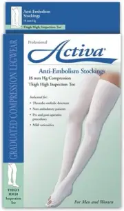 Activa Anti Embolism Open Toe Thigh High Stockings 18mmHg Beige Medium