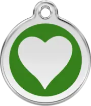 Red Dingo Enamel Green Heart Tag - Lifetime Guarantee - Cat, Dog, Pet ID Tag Eng