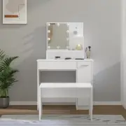 Dressing Table Set with LED White Engineered Wood Makeup Vanity Furniture 14115