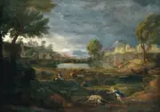 Nicolas Poussin - Landscape during a Thunderstorm Art Print on Canvas Wall 36"