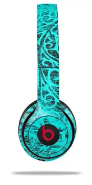 Skin Wrap for Beats Solo Wireless 2 3 4 Folder Doodles Neon Teal SKIN ONLY