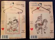 2 Country Wireworks Cross stitch Kits Carousel Horse & Geese w/ Bows New Old Sto