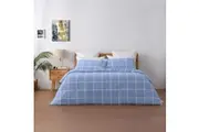 Dreamaker 225TC Cotton Washed Comforter Set Checkered-Blue (Queen,King)