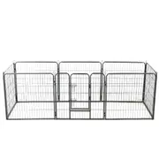 Dog Playpen 8 Panels Steel 80x80 cm Black vidaXL