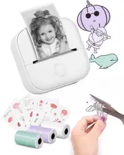 Christmas Gift Mini Portable Sticker Printer Bluetooth Wireless Thermal Printer-White