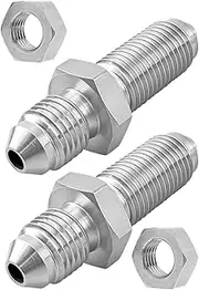3AN Stainless Steel Flare Bulkhead Brake Hose Fitting with Bulkhead Lock Nut, Straight, 2Pcs