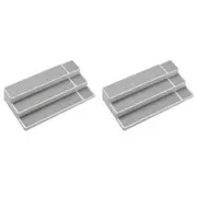 2x Madesmart 3-Tier Expandable Kitchen Shelf Organiser 38x25cm Rectangle White