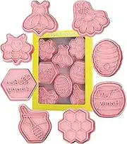 Bee Cookie Cutter Set,8pcs Cookie Bee Mold Stamp Set - Press Cartoon Cookie Mold for Making Chocolate, Cake -Decorations