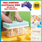 Ice Cube Tray w/ Lid and Storage Bin | 1S Press to Release | 32-Tray Easy-Releas