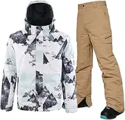 [YEEFINE] Men's Ski Suit Waterproof Snowsuit Winter Ski Jacket and Pants