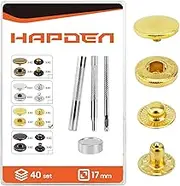 Leather Snaps and Fasteners Kit，12.5mm 40 Sets Metal Snap Buttons with Setter Tools， Sewing Snaps for Clothing，Fabric，Leather, Clothes, Jackets, Bags, DIY Crafting （Gold）