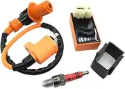 MPVPDLDZPN Performance Motorcycle Racing 6pin CDI Ignition Coil Spark Plug Set Fit for Gy6 150cc 125cc 50cc Scooter Motorbike Parts(MODEL B)