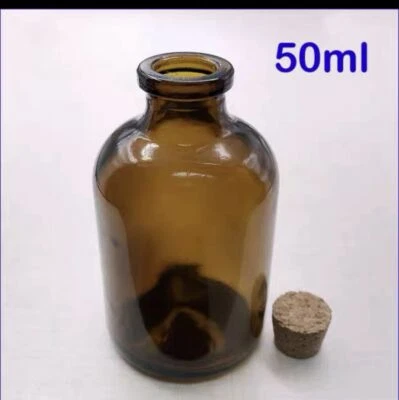 1pcs 50ml Empty Sample Brown Glass Bottles with Corks Jars Wishing Bottles