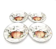 Williams Sonoma Plymouth Pumpkin Appetizer Plates Set of 4 Thanksgiving NEW