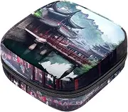 Period Bag,Sanitary Napkin Storage Bag,Forest Ancient Building Bridge,Tampon Holder for Purse