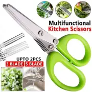 Herb Scissors 3 & 5 Blades Cutter Chopper Mincer Kitchen Scissors Onion Cutter
