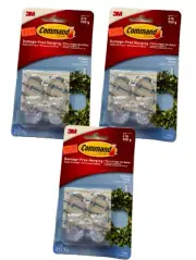 Command Clear Hooks & Strips Plastic Medium Fast Easy 2 Hooks & 4 Strips 3 Pack