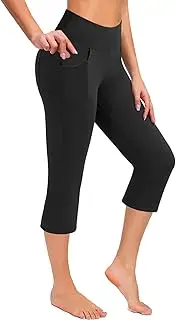 [Generic] Capri Leggings for Women with Pockets Comfy High Waisted Tummy Control Compression Tights Workout Running Yoga Pants