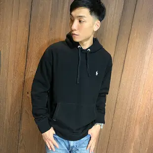 美國百分百【全新真品】Ralph Lauren 帽T RL 連帽長袖T恤 上衣 小馬 男 LOGO 黑色 H403