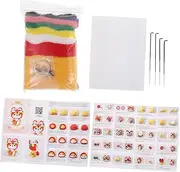 TEHAUX 1 Set Tiger Fun Wool Felting Kit Needle Embroidery Beginners Felting Felting Material Beginner Stitching Punch Felt Crafts Making Supplies