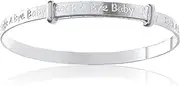 Inspirational Message Script Sentiment Nursery Rhyme Expanding / Expandable / Adjustable Bangle Bracelet for Baby/Child/Children/Women - 925 Sterling Silver - Baby / Childrens Jewellery