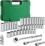 SK 3/8" Drive Socket Set with 216-P Quick-Release Ratchet, 41-Piece, One Size