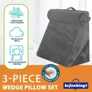 Memory Foam Wedge Pillow Back Rest Support Cushion w/ Leg Raiser Headrest Set