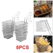 8pcs/Set Kitchen Mini Chip Baskets Mini Fryer Serving Food Presentation Basket