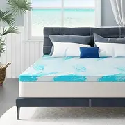 King Mattress Topper 4 Inch Memory Foam Mattress Topper with Cooling Gel Infusion, Mattress Topper in a Box, CertiPUR-US Certified, 76”x80”, Blue